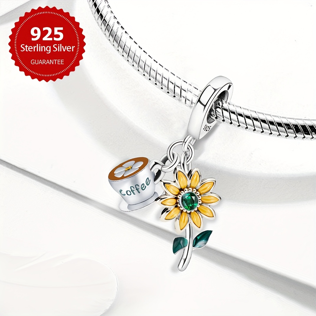 Sunflower Coffee Beaded Pendant Bracelet Bangle Necklace Accessory